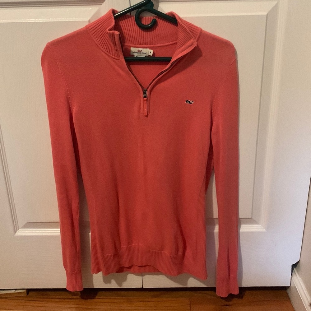 Vineyard Vines 1/4 zip in coral